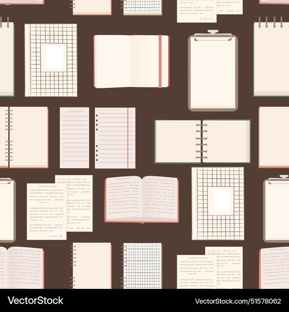 Seamless pattern of different notepads flat Seamless pattern of different notepads flat vector image