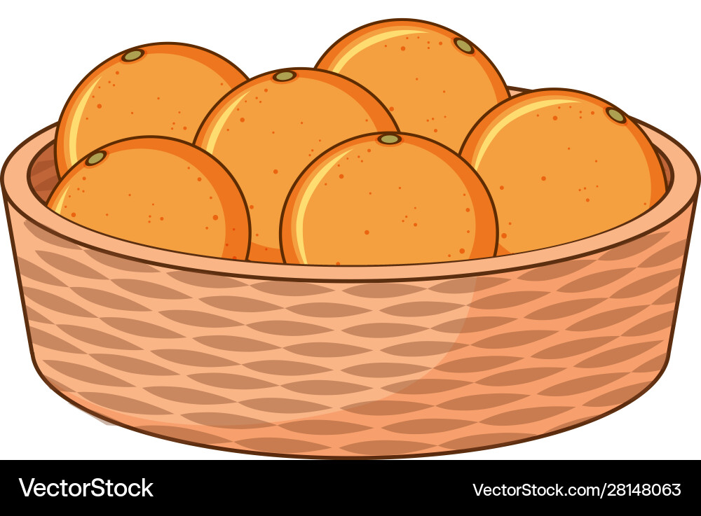 Basket oranges on white background Royalty Free Vector Image
