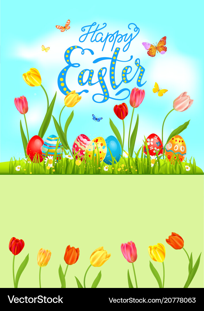 Bright Easter Card with Eggs Vector Image
