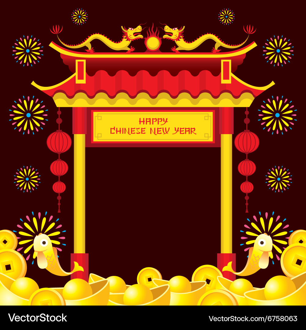 Chinese new year gate at night – Royalty-Free Vector | VectorStock, image size:1000x1080