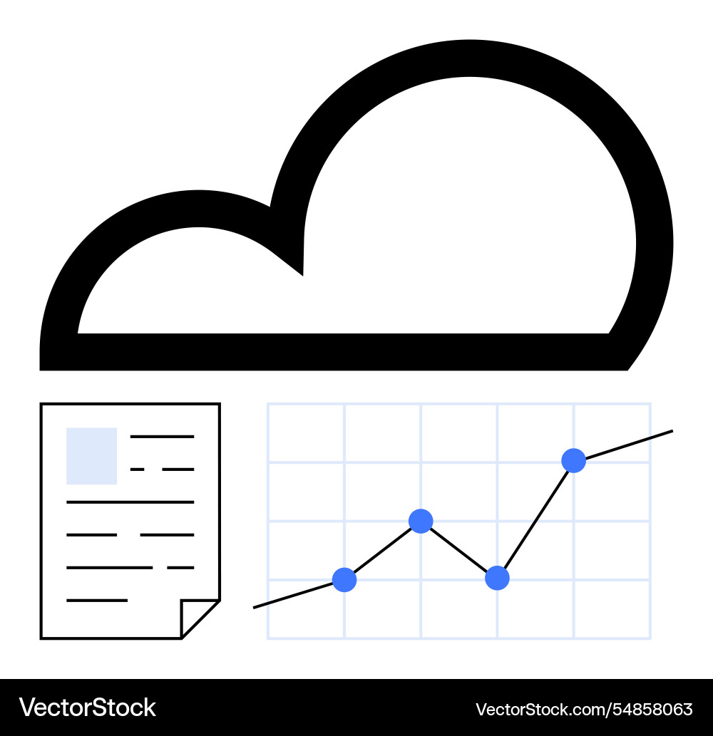 Cloud computing with data analytics and document Vector Image