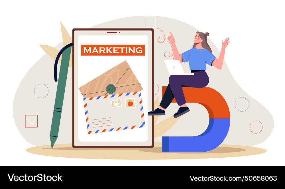 Frau mit Marketing Frau mit Marketing vektorbild