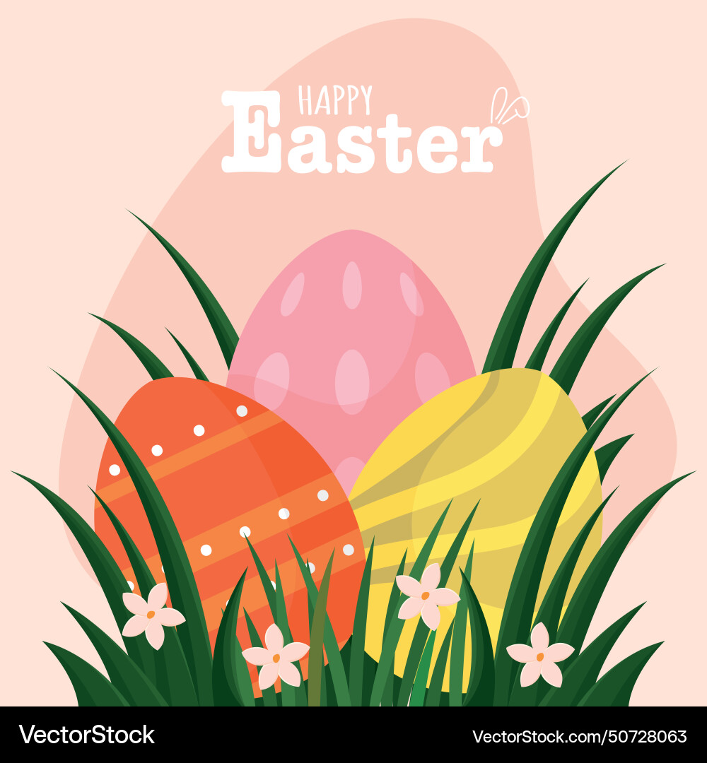 Happy easter card decorated eggs Royalty Free Vector Image