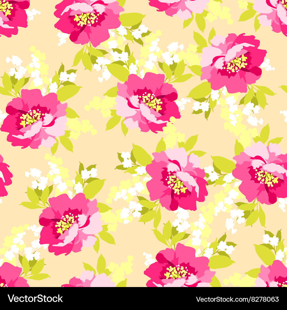 Pink Floral Seamless Pattern – Royalty-Free Vector | VectorStock