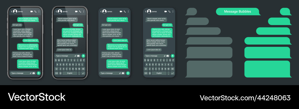 Realistic smartphone with messaging app sms text Realistic smartphone with messaging app sms text vector image