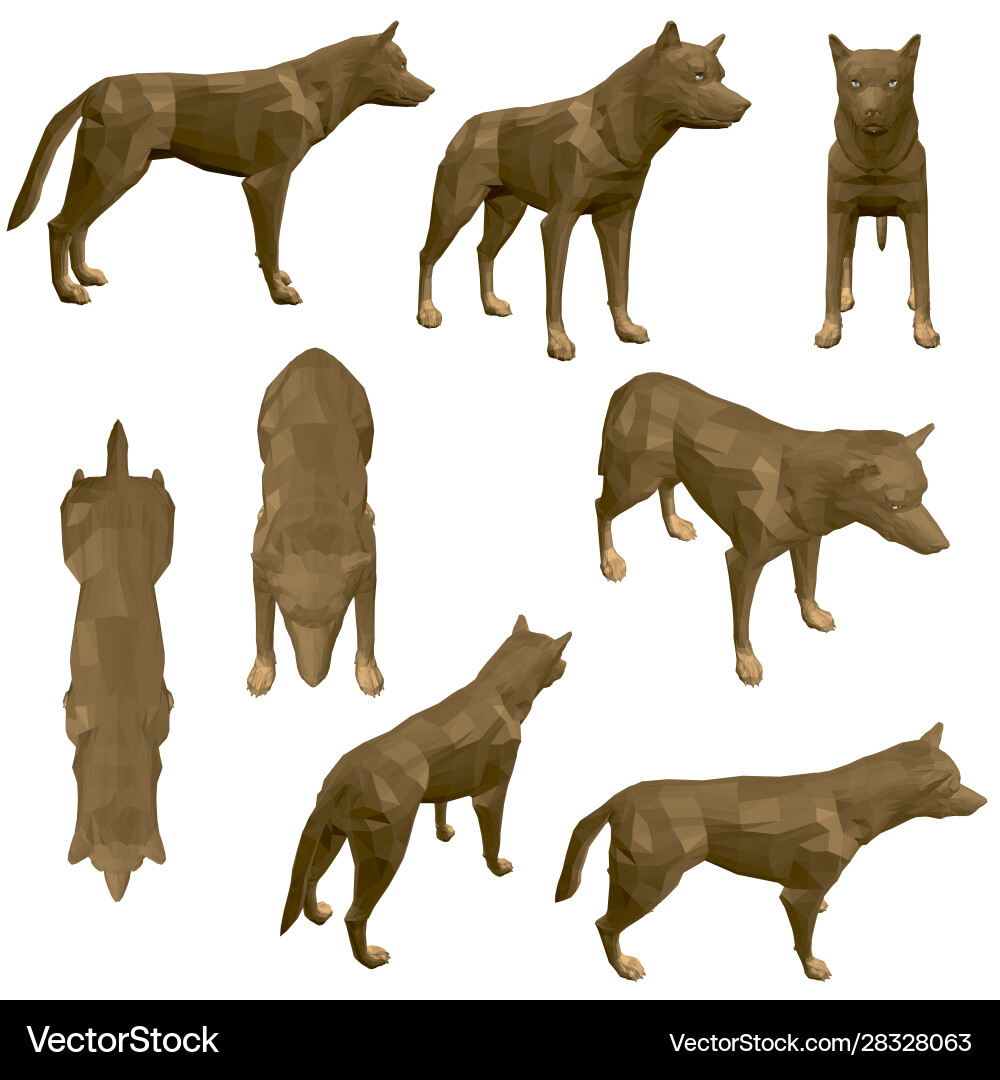 Set with polygonal coyote brown Set with polygonal coyote brown vector image