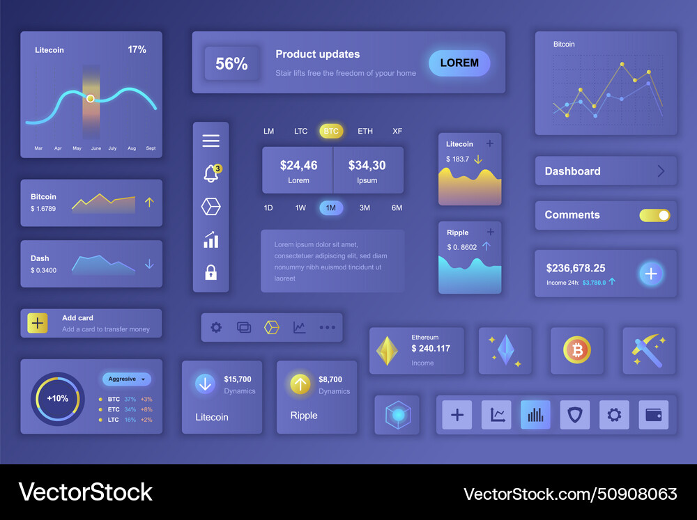 User interface elements set for cryptocurrency User interface elements set for cryptocurrency Vector Image