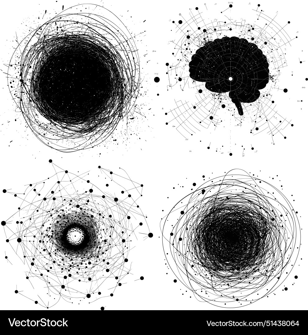 Brain map thoughts ink sketch concepts Brain map thoughts ink sketch concepts vector image