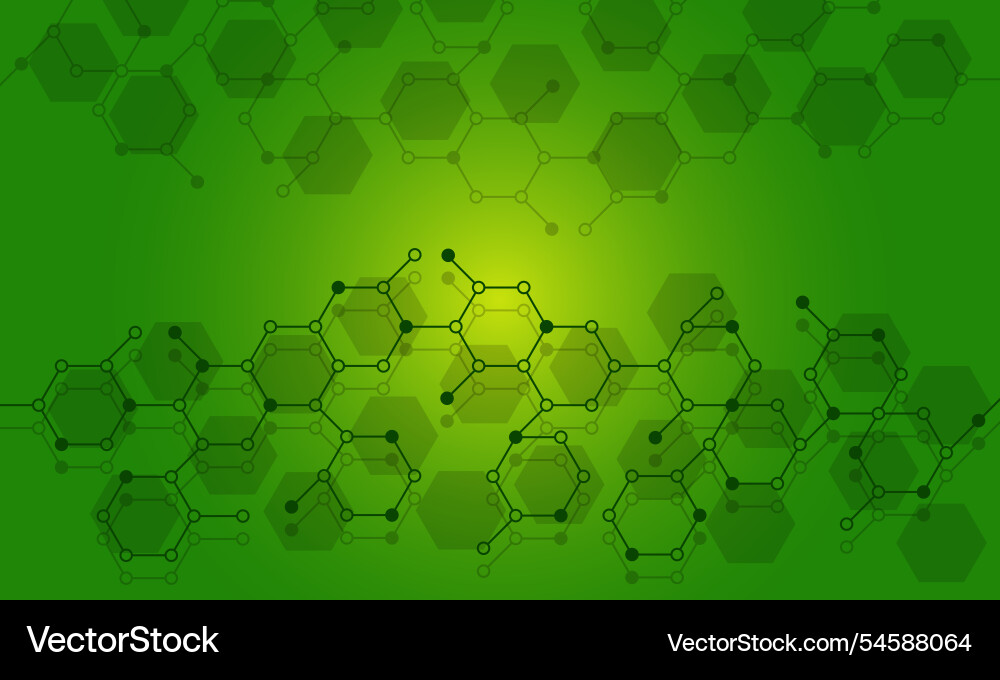 Hexagonal green background with process flow chart vector image