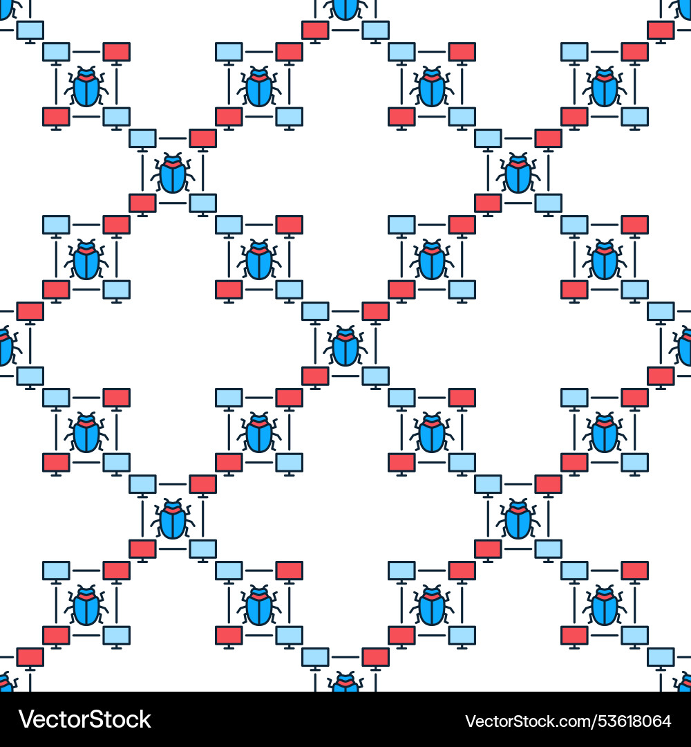 Pc bug colored seamless pattern Pc bug colored seamless pattern vector image