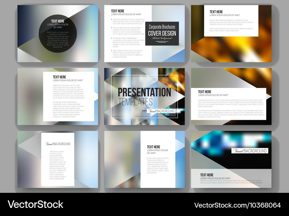 Set of 9 templates for presentation slides Vector Image