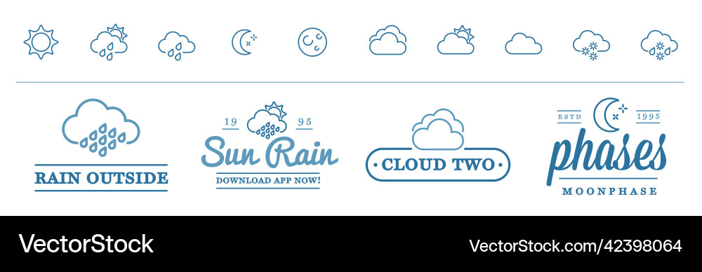 Set von Wettersymbolen und Logotypen Geschäft Set von Wettersymbolen und Logotypen Geschäft vektorbild