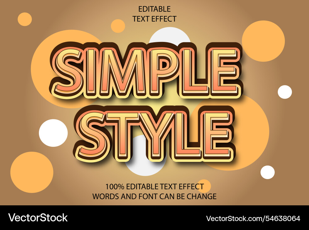 Simple style editable text effect 3d emboss vector image