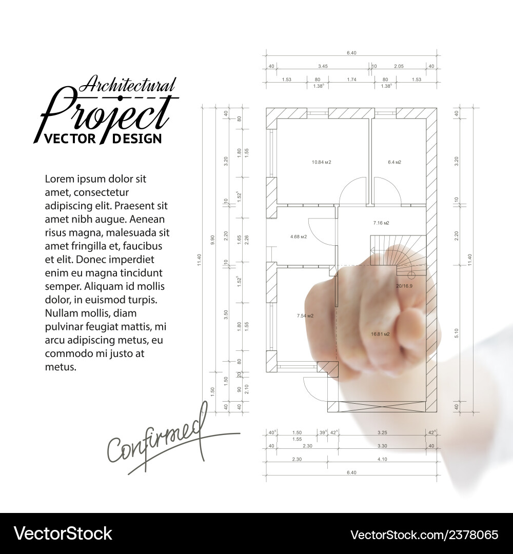 Blueprint with Hand Pointing vector image