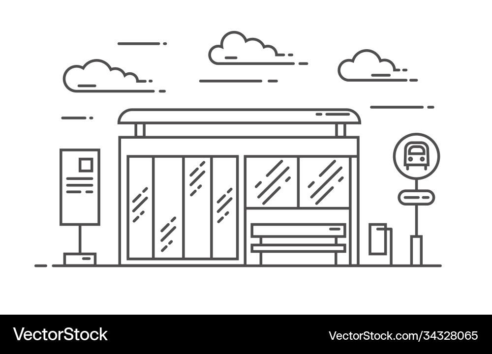 Bus stop line art exit from Bus stop line art exit from vector image