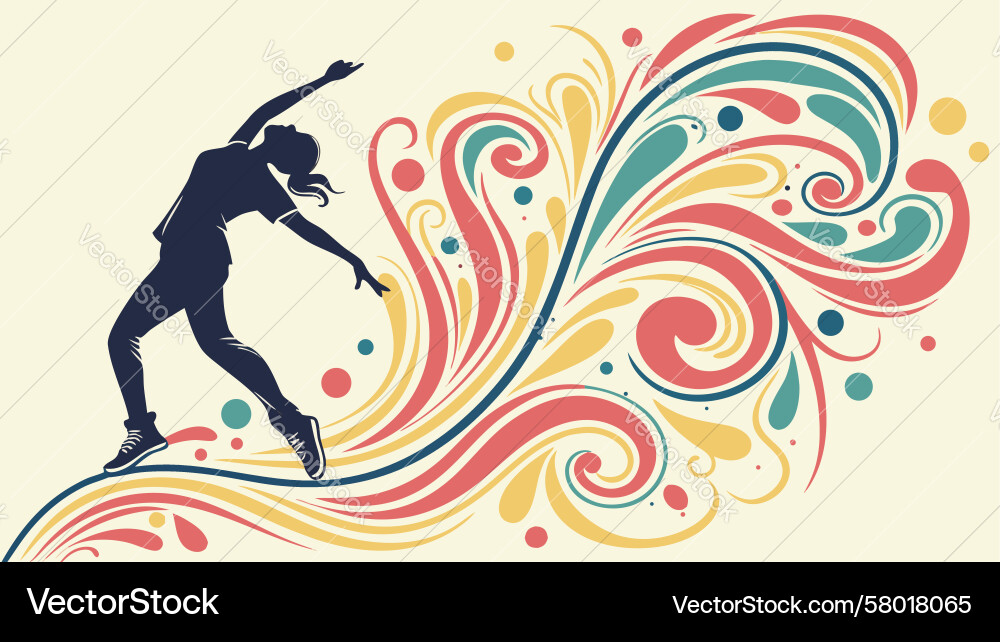 Dynamic Dancer with Flowing Swirls Vector Image
