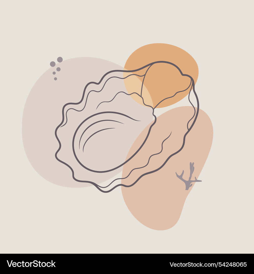 Mussel oder Austern in einer Schale auf blobs Hintergrund Vektorbild