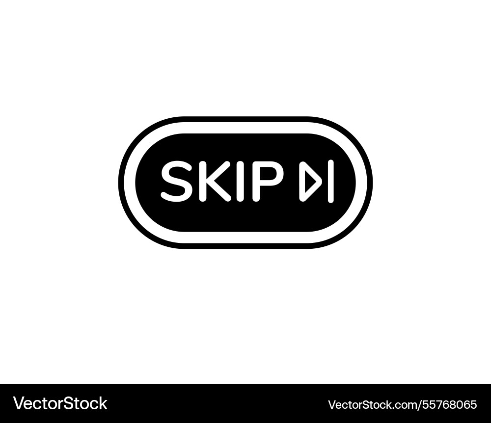 Playful skip button with bold text and simple Vector Image