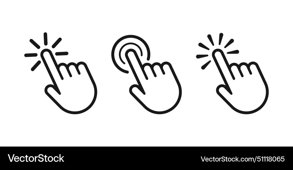 Pointer cursor icon or hand clicking icons Pointer cursor icon or hand clicking icons vector image