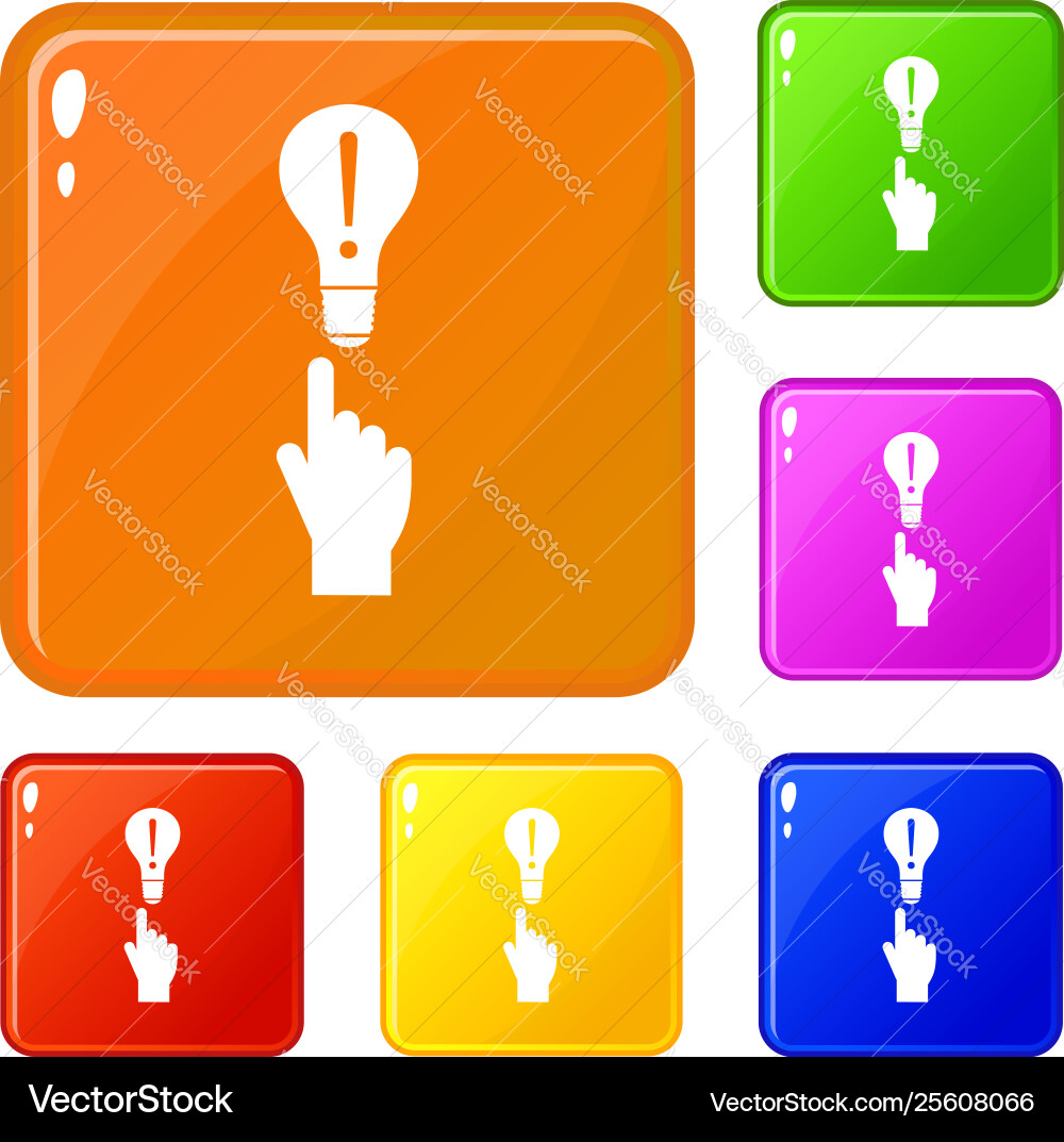 A finger pointer and light bulb icons set A finger pointer and light bulb icons set vector image