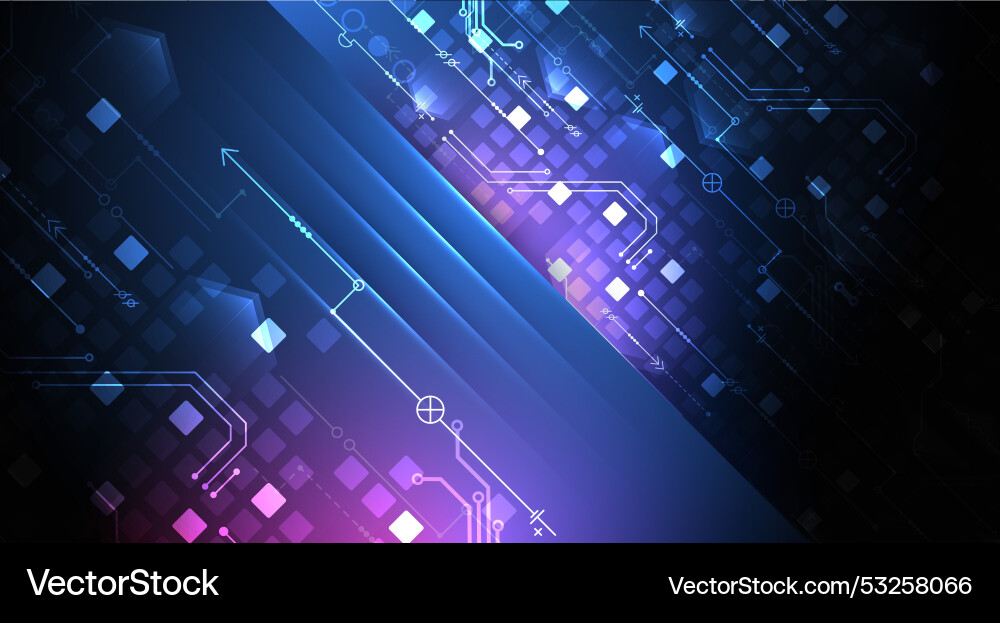 Abstract technological with neon lights on a dark Vector Image