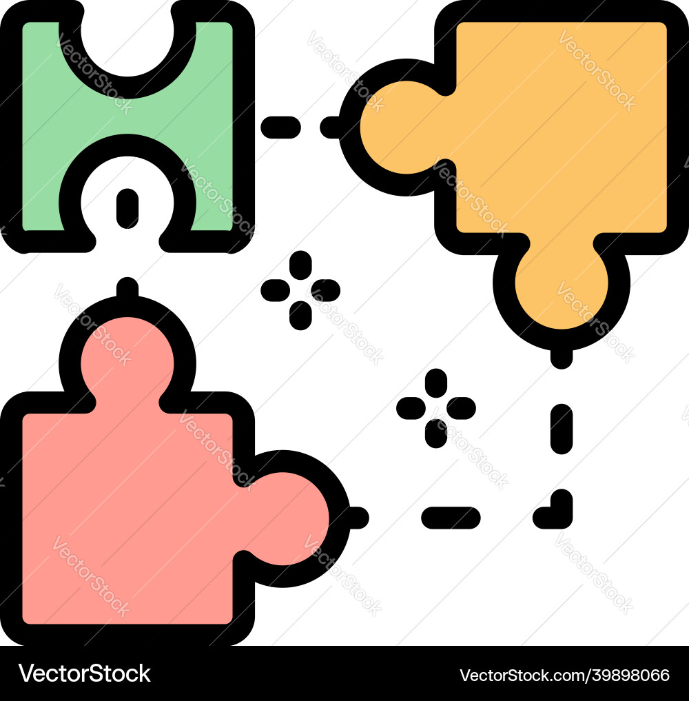 Ai smart puzzle icon color outline Vector Image