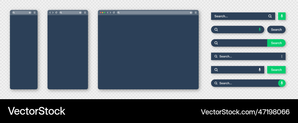 Blank internet browser window with various search Blank internet browser window with various search vector image