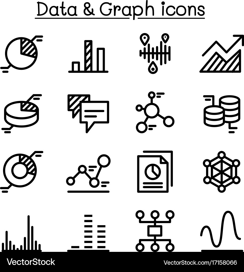 Data & Diagram Icon Set Vector Image