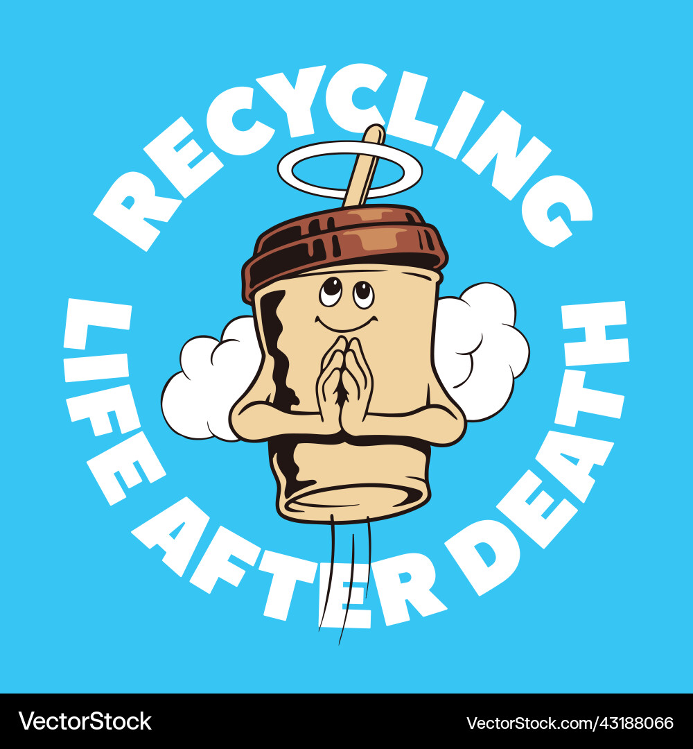 Disposable paper coffee cup recycling concept Vector Image