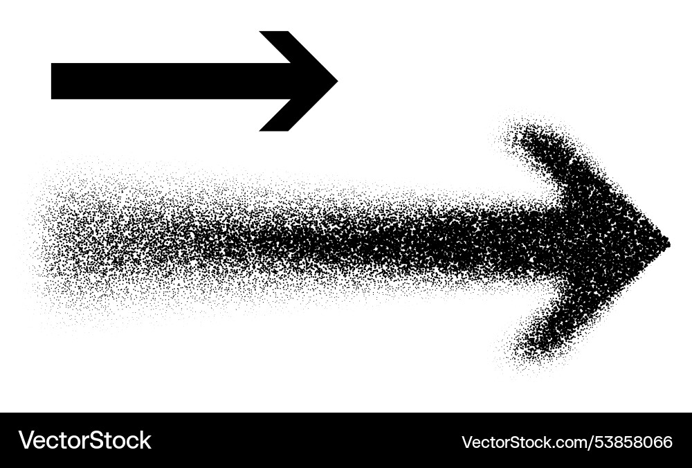 Fading right arrow in dot art and solid style Fading right arrow in dot art and solid style vector image