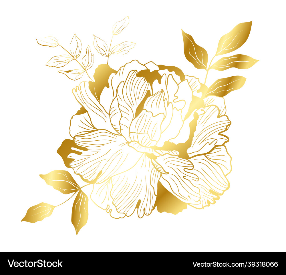 Goldene große Pfingstblume im orientalischen Trend Goldene große Pfingstblume im orientalischen Trend vektorbild