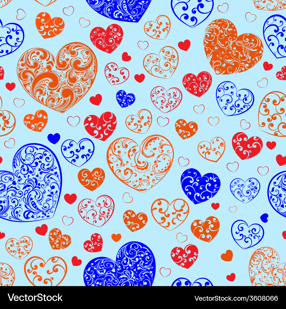 Heart Pattern with Curls vector image