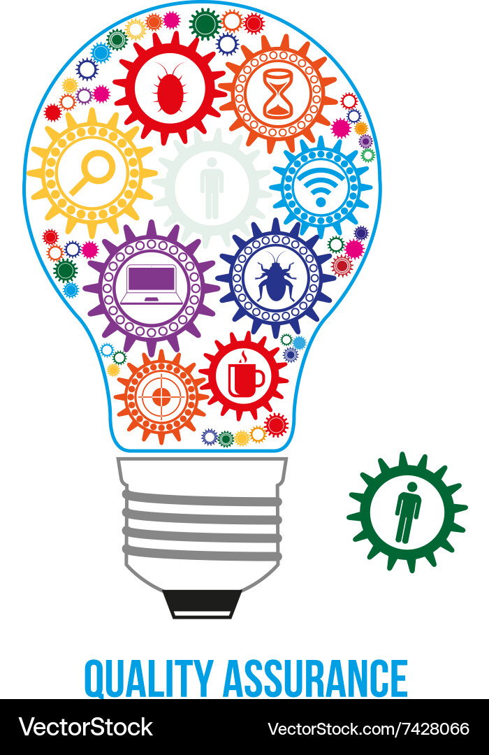 Qa engineer search gears design concept vector image