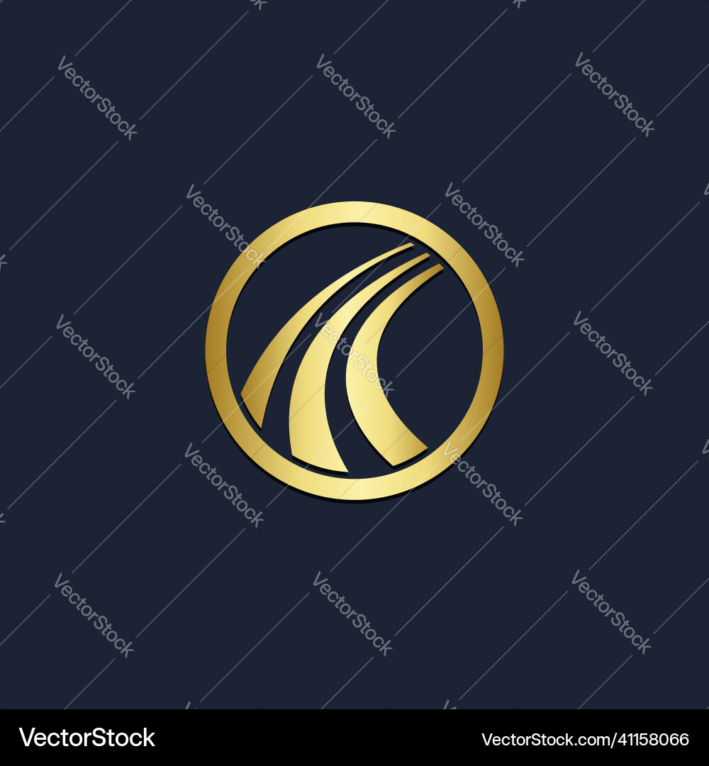 Round curve abstract gold logo Round curve abstract gold logo Vector Image