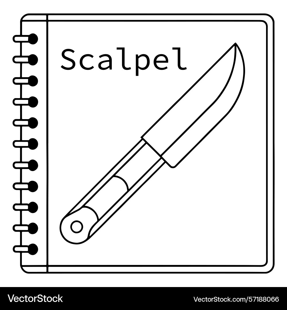 Scalpel drawing in a notebook surgical tool design Vector Image