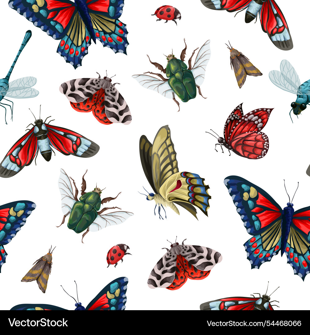 Seamless pattern with different insects Seamless pattern with different insects vector image