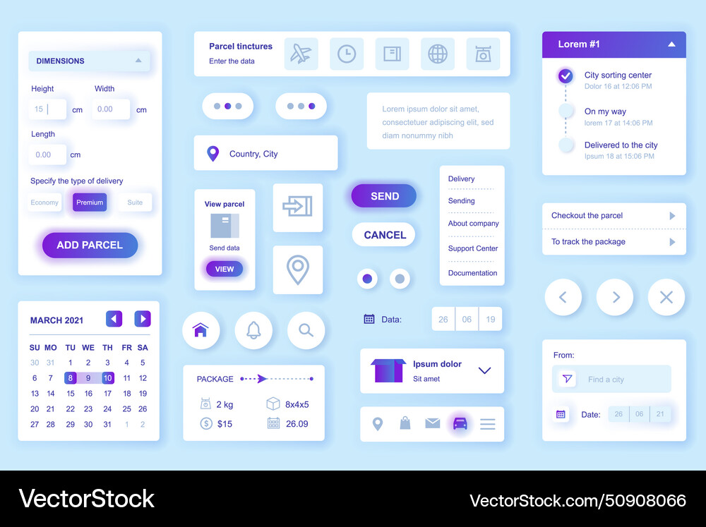 User interface elements set for delivery mobile User interface elements set for delivery mobile vector image