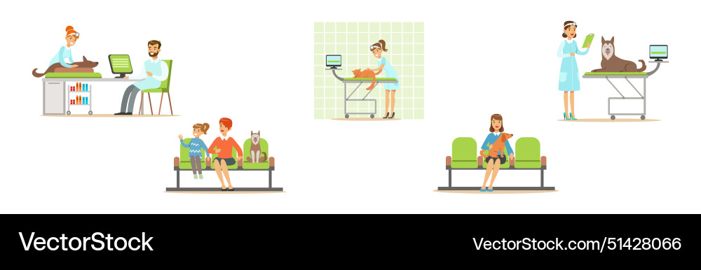 Veterinary clinic with people doctor and pet owner Veterinary clinic with people doctor and pet owner vector image