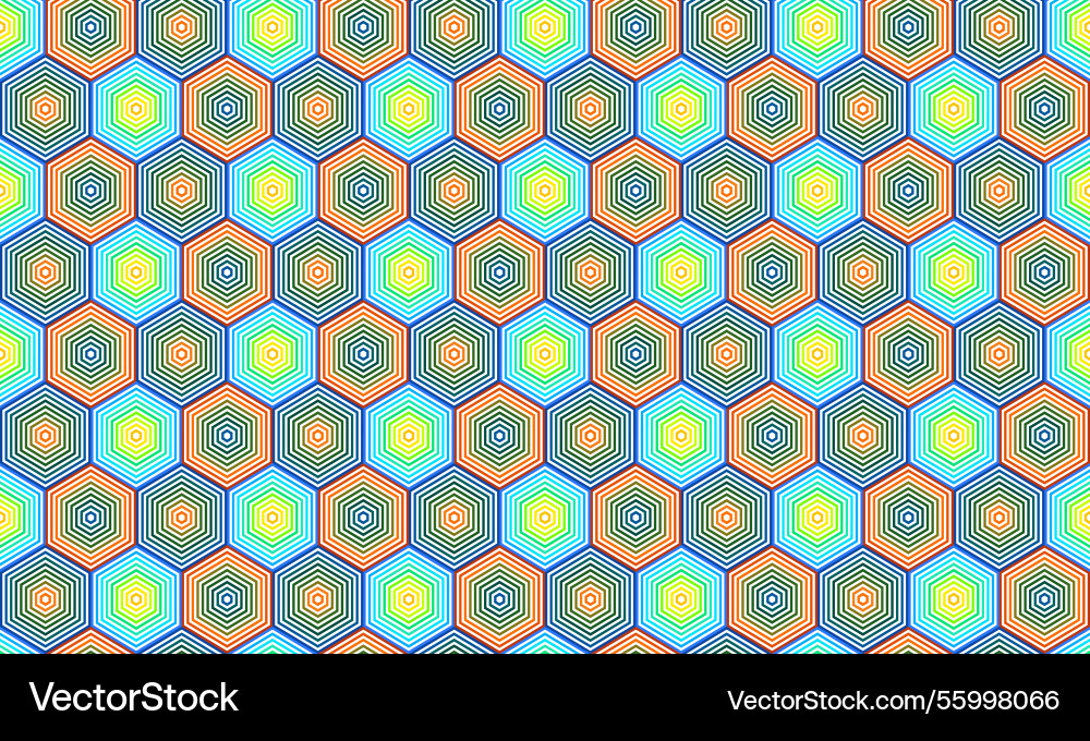 Vibrant hexagonal geometric pattern with optical Vector Image