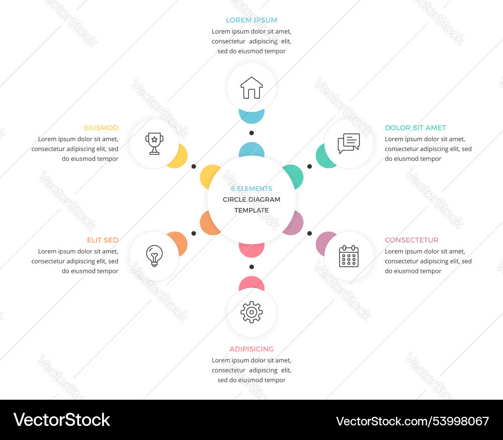 Circular diagram with 6 elements Circular diagram with 6 elements vector image