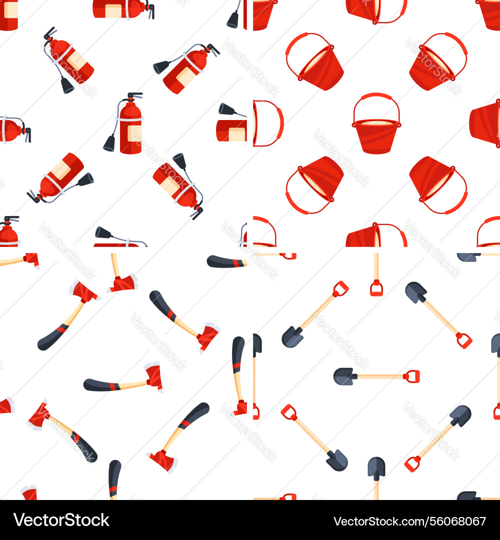 Firefighting tools seamless pattern showing fire Vector Image