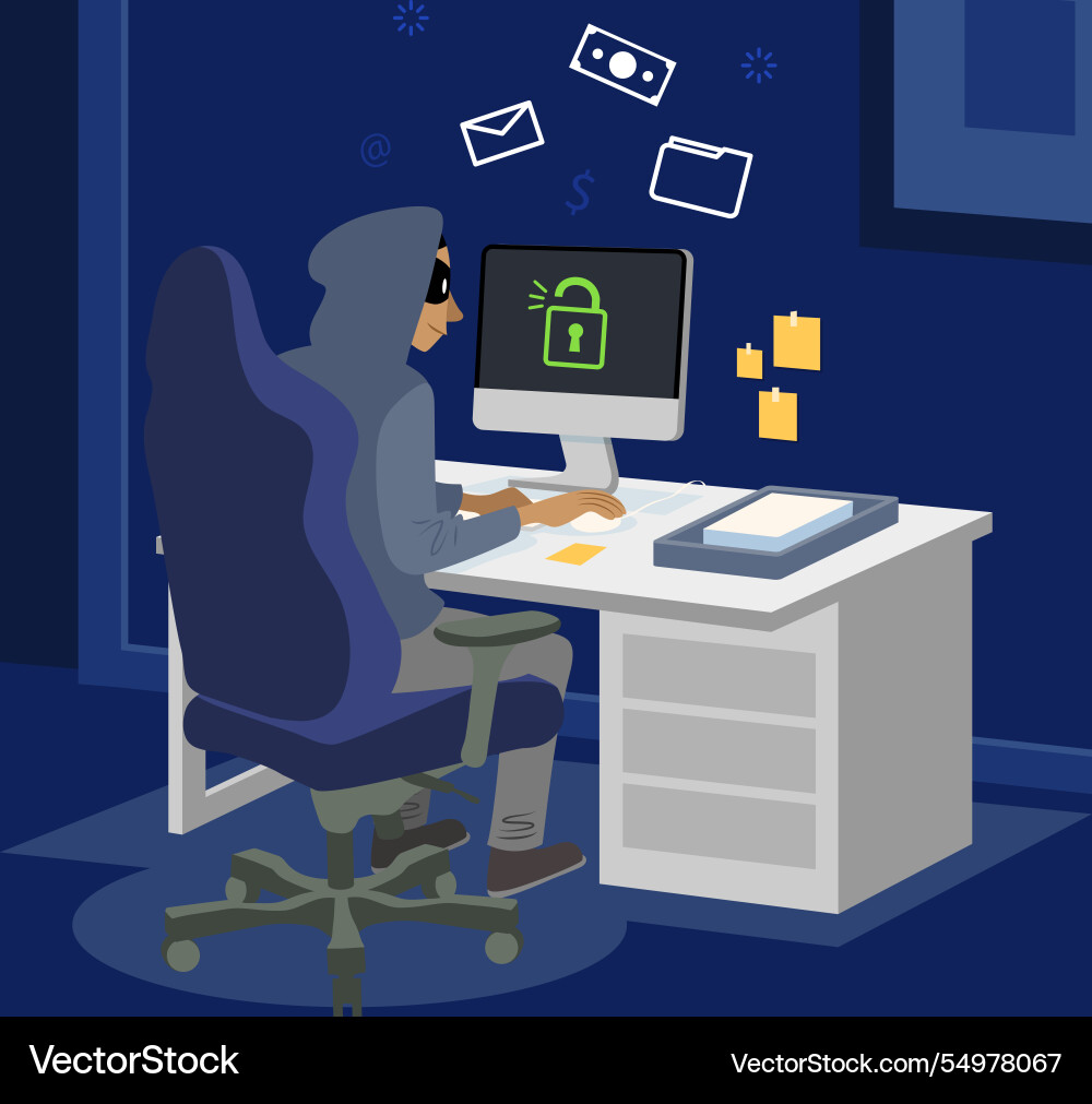 Flat hacker activity Vector Image