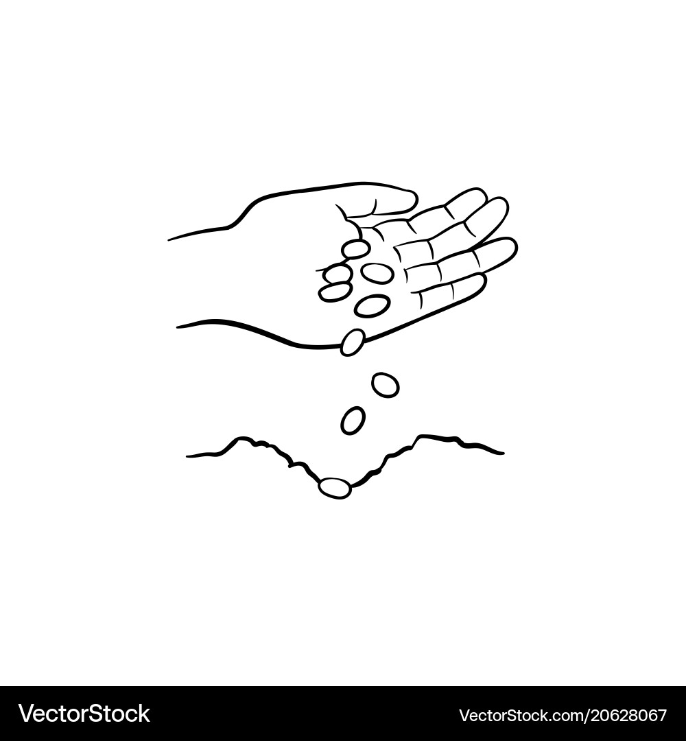 Hand planting seeds drawn sketch icon Hand planting seeds drawn sketch icon vector image