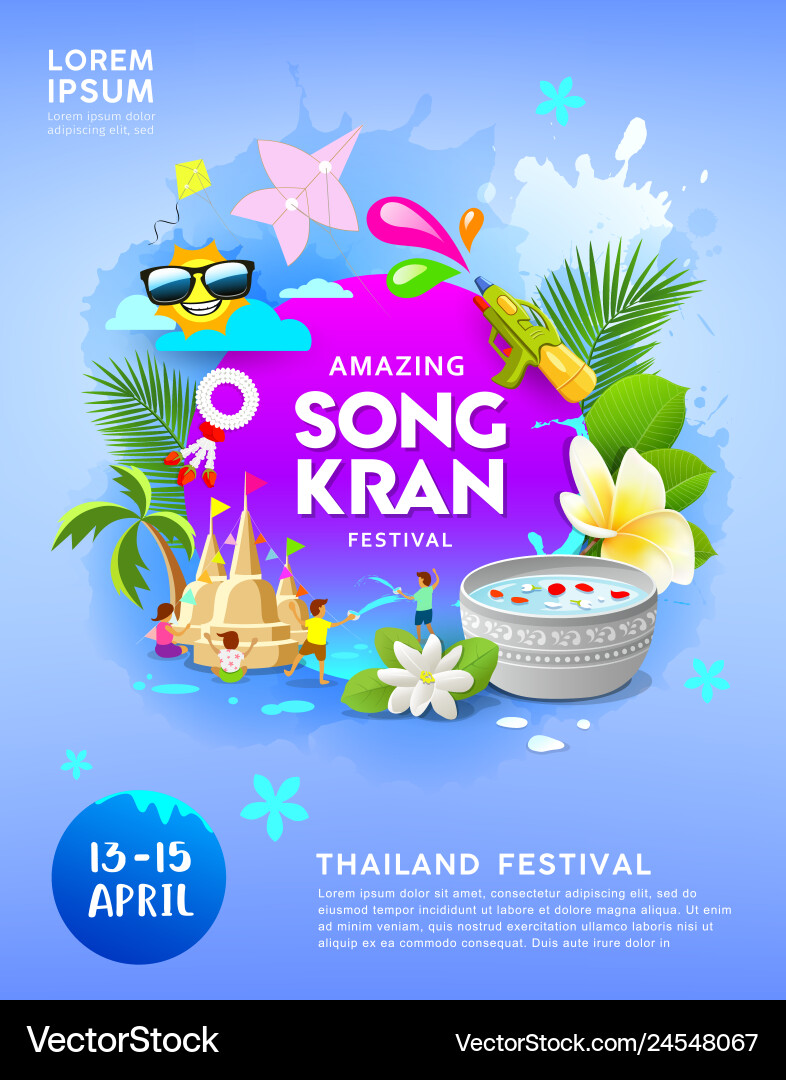 Happy amazing thailand songkran festival blue Happy amazing thailand songkran festival blue vector image
