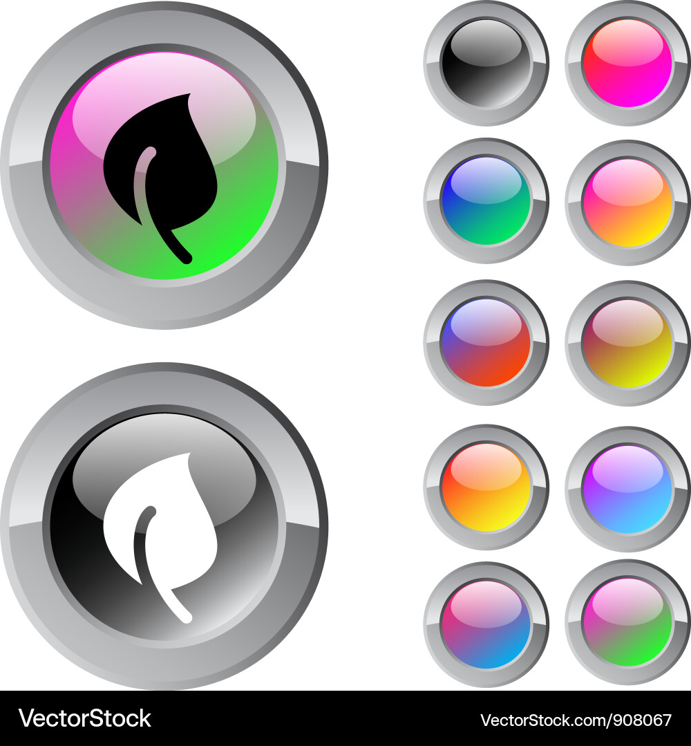 Leaf multicolor round button Vector Image
