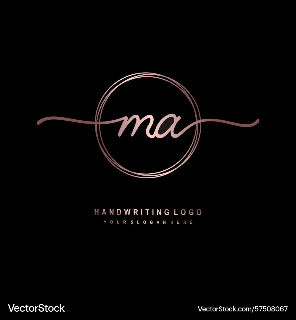 Ma initial handwriting logo with circular wave Ma initial handwriting logo with circular wave Vector Image