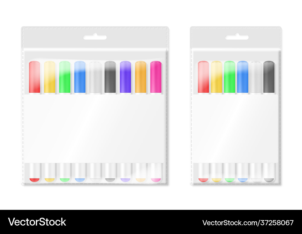 Markers are in package large and small sets Markers are in package large and small sets vector image