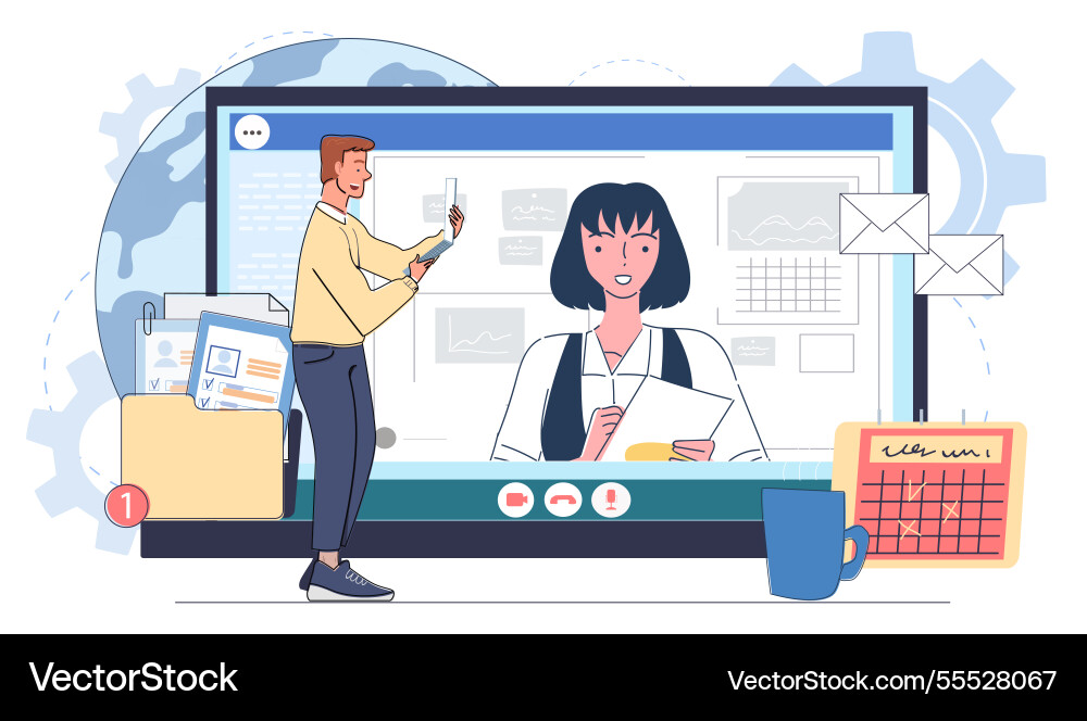 Online job interview concept in modern style Online job interview concept in modern style vector image