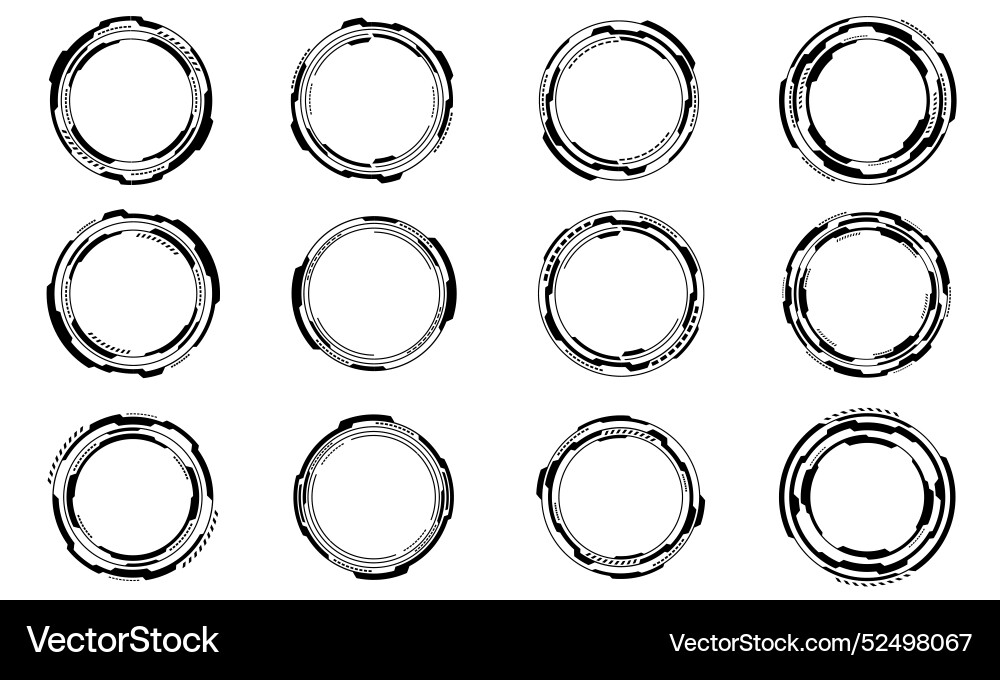 Set of sci fi black circle user interface Set of sci fi black circle user interface vector image