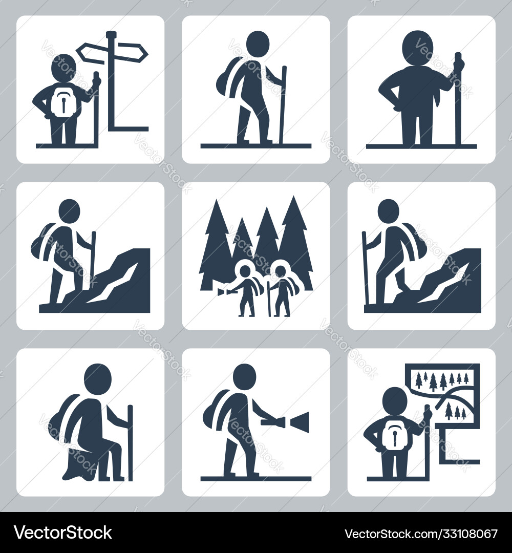 Traveler Icon Set - Outdoor Adventure Vector Image
